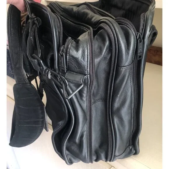 Vintage TUMI 904D3 Black Nappa Leather Laptop Briefcase Messenger Bag Rare